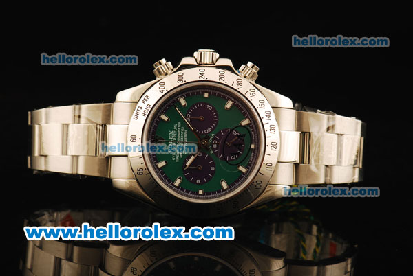 Rolex Daytona II Chronograph Swiss Valjoux 7750 Automatic Movement Full Steel with Green Dial and White Markers - Click Image to Close